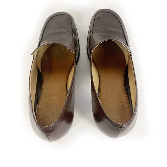 Antonio Melani Brown Leather Block Heel Loafer Women's Size 7.5 - Picture 4 of 7